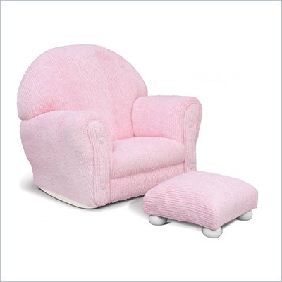 KidKraft Pink Chenille Rocker with Ottoman Set