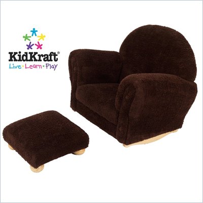 KidKraft Chocolate Chenille Upholstered Rocker & Ottoman