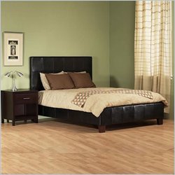 Modus Milano Low Profile Upholstered Leather Bed in Chocolate