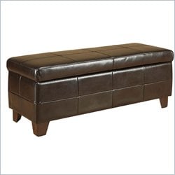 Modus Milano Leather Blanket Storage Bench Ottoman in Chocolate Brown