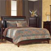 Modus City II Leatherette Upholstered Low Profile Sleigh Bed in Coco Finish