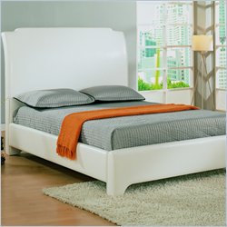 Modus Leather Upholstered Rumba Low Profile Sleigh Bed in White Finish