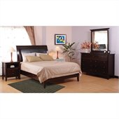 Modus City II Leatherette Low Profile Sleigh Bed in Coco 4 Piece Bedroom Set