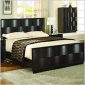 Modus Maui Wave Wood Panel Bed 4 Piece Bedroom Set in Chocolate Brown