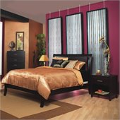 Modus Nevis Low Profile Wood Sleigh Bed in Espresso 3 Piece Bedroom Set
