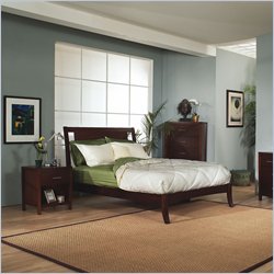 Modus Nevis Low Profile Wood Sleigh Bed 3 Piece Bedroom Set in Spice