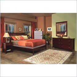 Modus Newport Low Profile Wood Sleigh Bed 3 Piece Bedroom Set in Cordovan