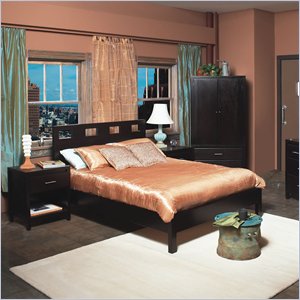 Modus Nevis Riva Modern Low Profile Wood Platform Bed 4 Piece Bedroom Set in Espresso Modus Nevis Riva Modern Low Profile Wood Platform Bed 4 Piece Bedroom Set in Espresso