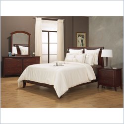 Modus Santa Barbara Low Profile Wood Sleigh Bed 4 Piece Bedroom Set in Rustic Sable