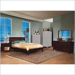 Modus Veneto Modern Wood Platform Bed 3 Piece Bedroom Set in Spice