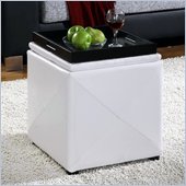 Modus Upholstered Milano Storage Cube Ottoman in White Leatherette