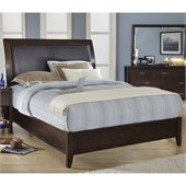Modus Urban Loft Leatherette Upholstered Low Profile Sleigh Bed in Chocolate Brown Finish