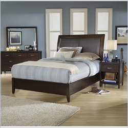 Modus Urban Loft Low Profile Wood Sleigh Bed in Chocolate Brown 4 Piece Bedroom Set