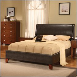 Modus Upholstered Tiffany Low Profile Sleigh Bed in Chocolate Leatherette-California King