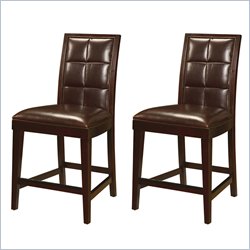 Modus Hudson Biscuit Back Leather Counter Stool in Coffee Bean (Set of 2)