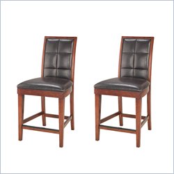 Modus Hudson Biscuit Back Leather Counter Stools in Mocha (Set of 2)
