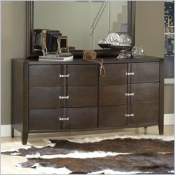 Modus Perimeter 6 Drawer Double Dresser in Chocolate Brown Finish