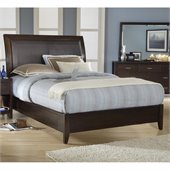 Modus Furniture Urban Loft Leatherette Upholstered Low Profile Storage Platform Bed in Chocolate Brown