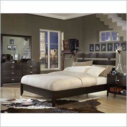 Modus Perimeter Platform Bed 3 Piece Bedroom Set in Chocolate Brown Finish