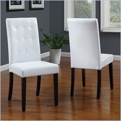 Modus Urban Seating Tufted Parsons Chairs in White Leatherette (pair)