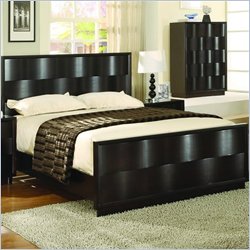 Modus Maui Wave Birchwood Panel Bed in Chocolate 5 Piece Bedroom Set