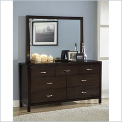Modus Urban Loft 7 Drawer Dresser and Mirror Set in Dark Wood
