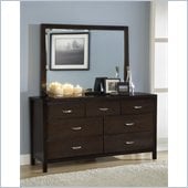 Modus Urban Loft 7 Drawer Dresser and Mirror Set in Dark Wood
