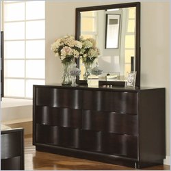 Modus Maui Wave 6 Drawer Dresser and Mirror Set in Chocolate Brown