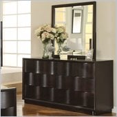 Modus Maui Wave 6 Drawer Dresser and Mirror Set in Chocolate Brown