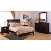 Modus Furniture City II Leatherette Low Profile Sleigh Bed in Coco 2 Piece Bedroom Set