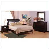 Modus Furniture City II Leatherette Low Profile Sleigh Bed in Coco 6 Piece Bedroom Set