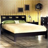 Modus Furniture Nevis Riva Low Profile Platform Bed in Espresso 4 Piece Bedroom Set