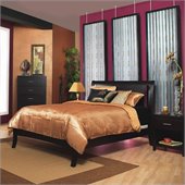 Modus Furniture Nevis Low Profile Sleigh Bed in Espresso 4 Piece Bedroom Set