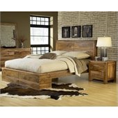 Modus Atria Panel Bed 3 Piece Bedroom Set in Natural Sheesham
