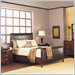 Modus Mondrian Upholstered Leather Panel Bed in Java Finish