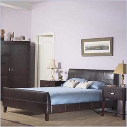 Modus Torino Faux Leather Upholstered Modern Platform Bed in Rich Chocolate
