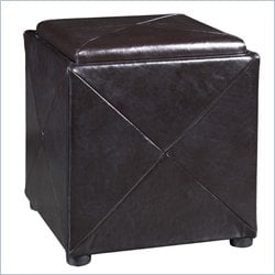 Modus Milano Storage Cube Ottoman in Chocolate Brown Leather