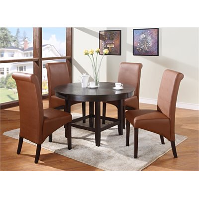 Modus Bossa 48 Inch Round Casual Dining Table in Dark Chocolate Finish