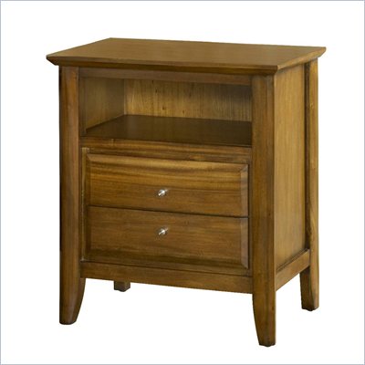 Modus Furniture City II Two Drawer Charge Station Nightstand in Pecan