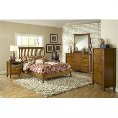 Modus Furniture City II Rake Bed 5 Piece Bedroom Set in Pecan