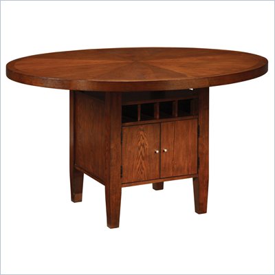 Modus Furniture Hudson Round Counter Table with Wine Storage in Mocha