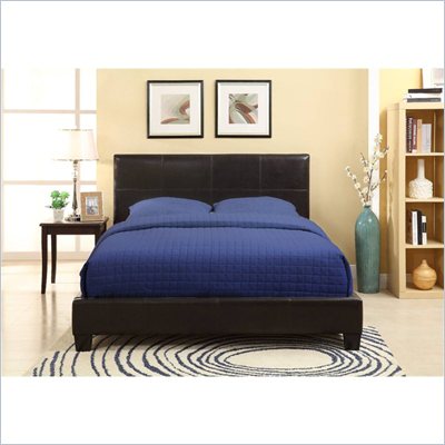 Modus Furniture Ledge Upholstered Platform Bed with Square Headboard in Chocolate