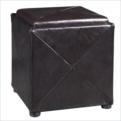 Modus Milano Storage Cube Ottoman in Chocolate Brown Leather