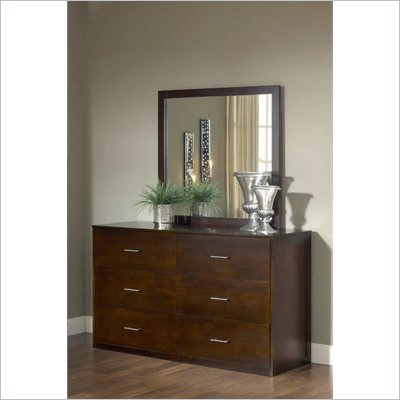 Modus Modera 6 Drawer Dresser and Mirror Set in Chocolate Brown