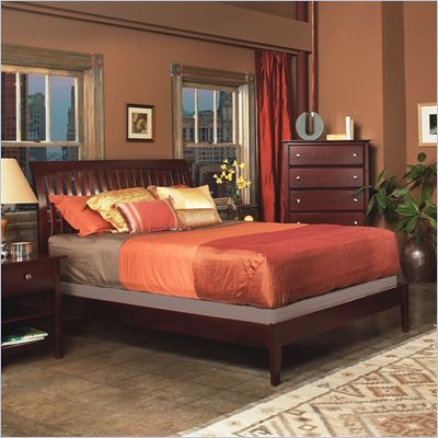 Modus Newport Low Profile Tropical Mahogany Sleigh Bed in Cordovan