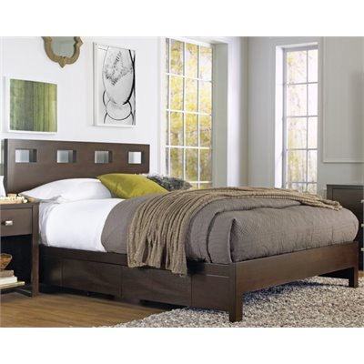 Modus Furniture Riva Platform Storage Bed in Chocolate Brown