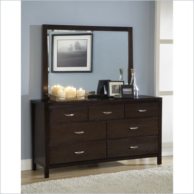 Modus Urban Loft 7 Drawer Dresser and Mirror Set in Dark Wood