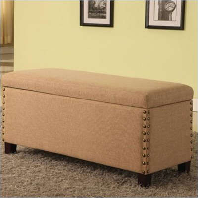 Modus Furniture Urban Seating Nailhead Storage Bench in Toast Linen