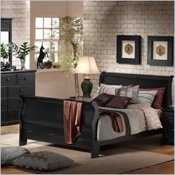 Lifestyle Solutions Ebony Wood Sleigh Bed 5 Piece Bedroom Set