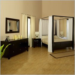 Lifestyle Solutions Wilshire Modern Wood Platform Canopy Bed 4 Piece Bedroom Set in Cappuccino